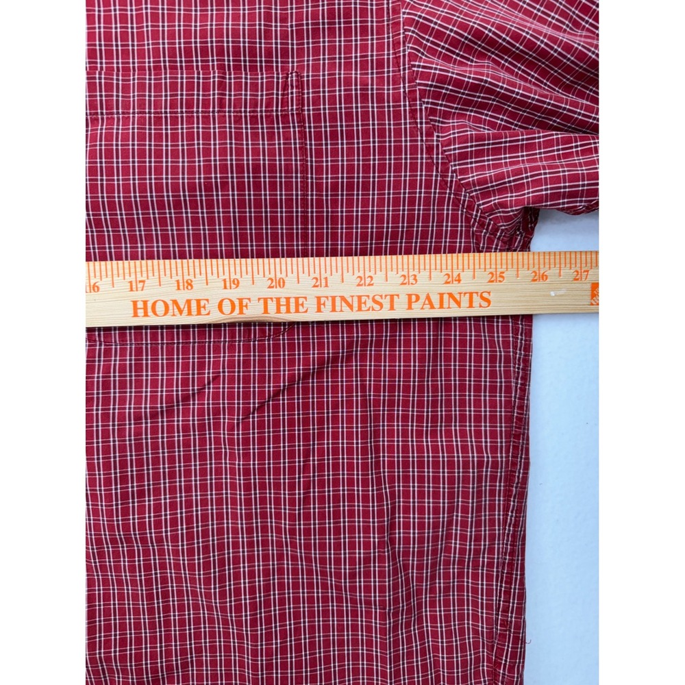 Eddie Bauer Button Front Shirt Mens Large Red Micro Check Plaid Long Sleeve L - Picture 8 of 9